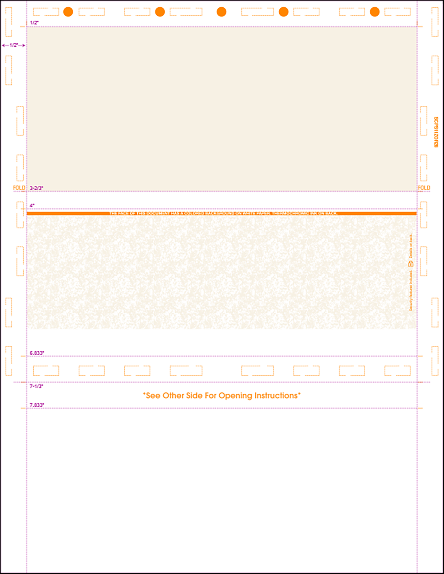 Letter 11" Z-Fold Pressure Seal Checks in Orange  SCPS11ZOR28