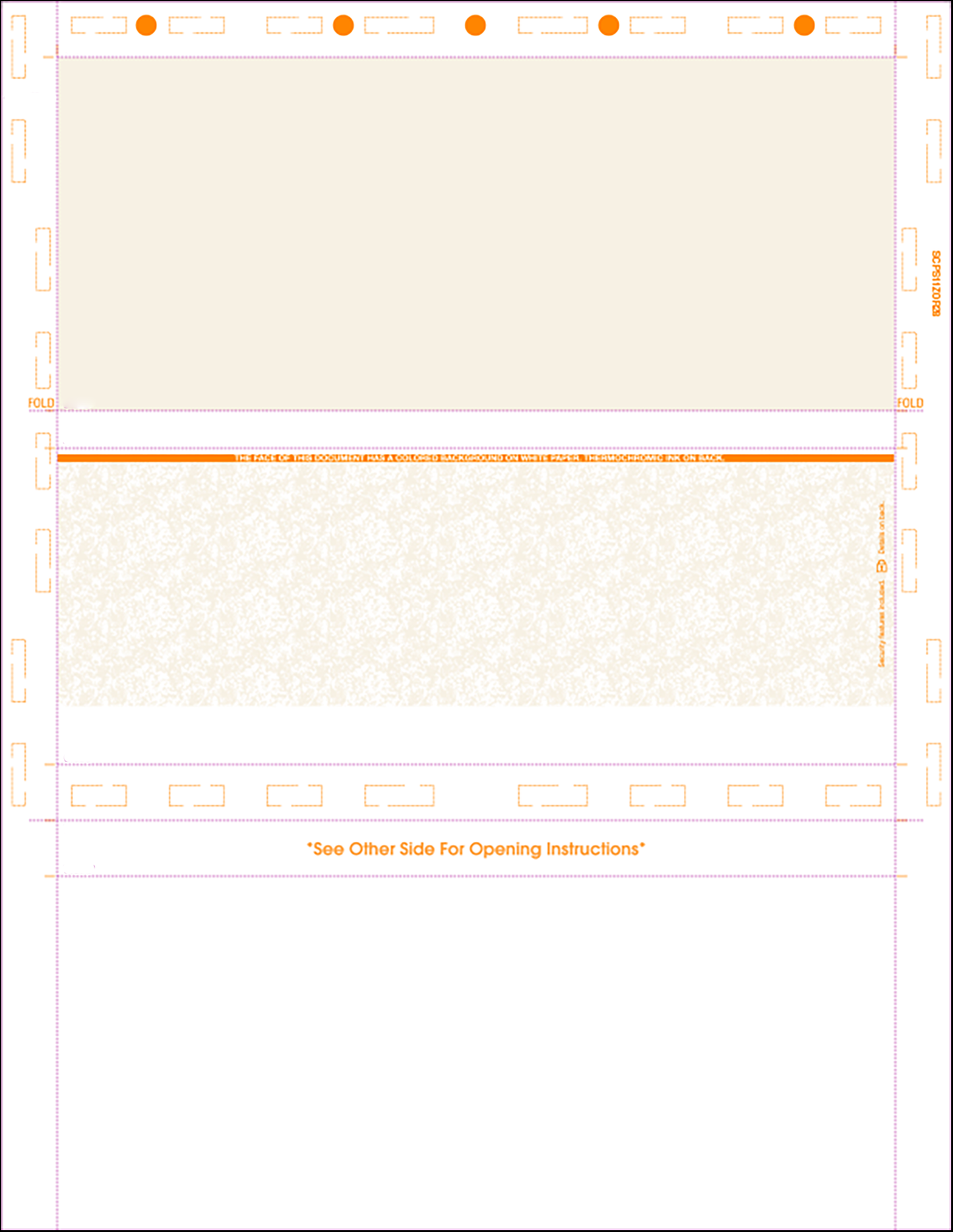 Orange 11' Letter size z fold pressure seal check SCPS11ZOR28