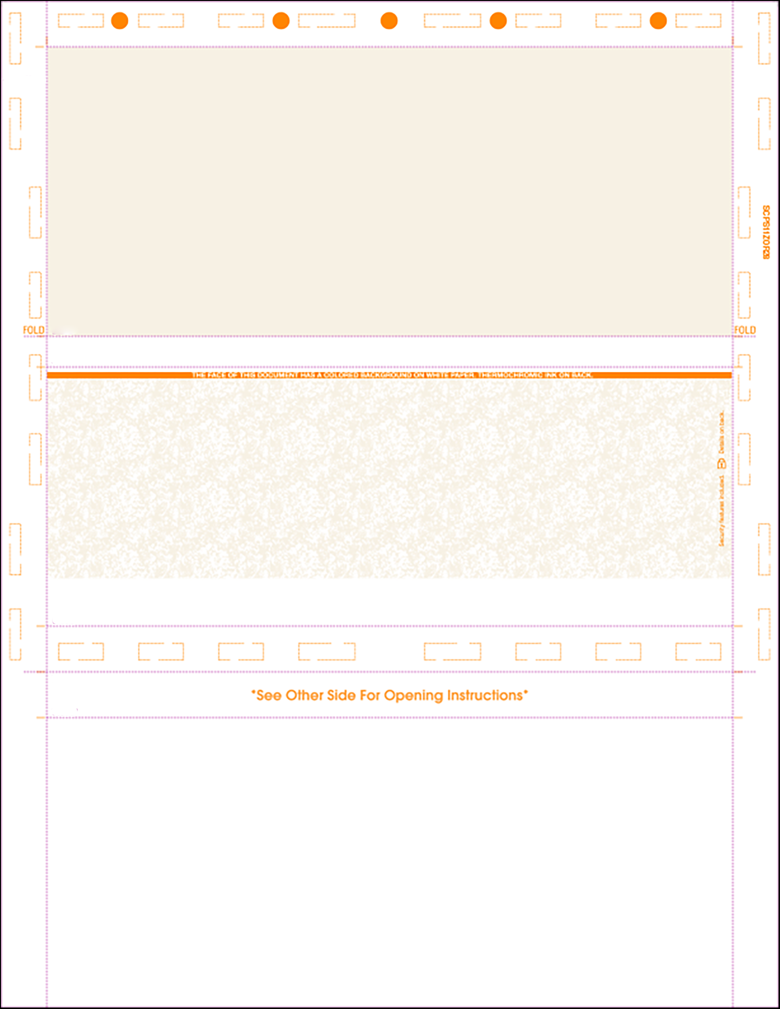Orange 11' Letter size z fold pressure seal check SCPS11ZOR28