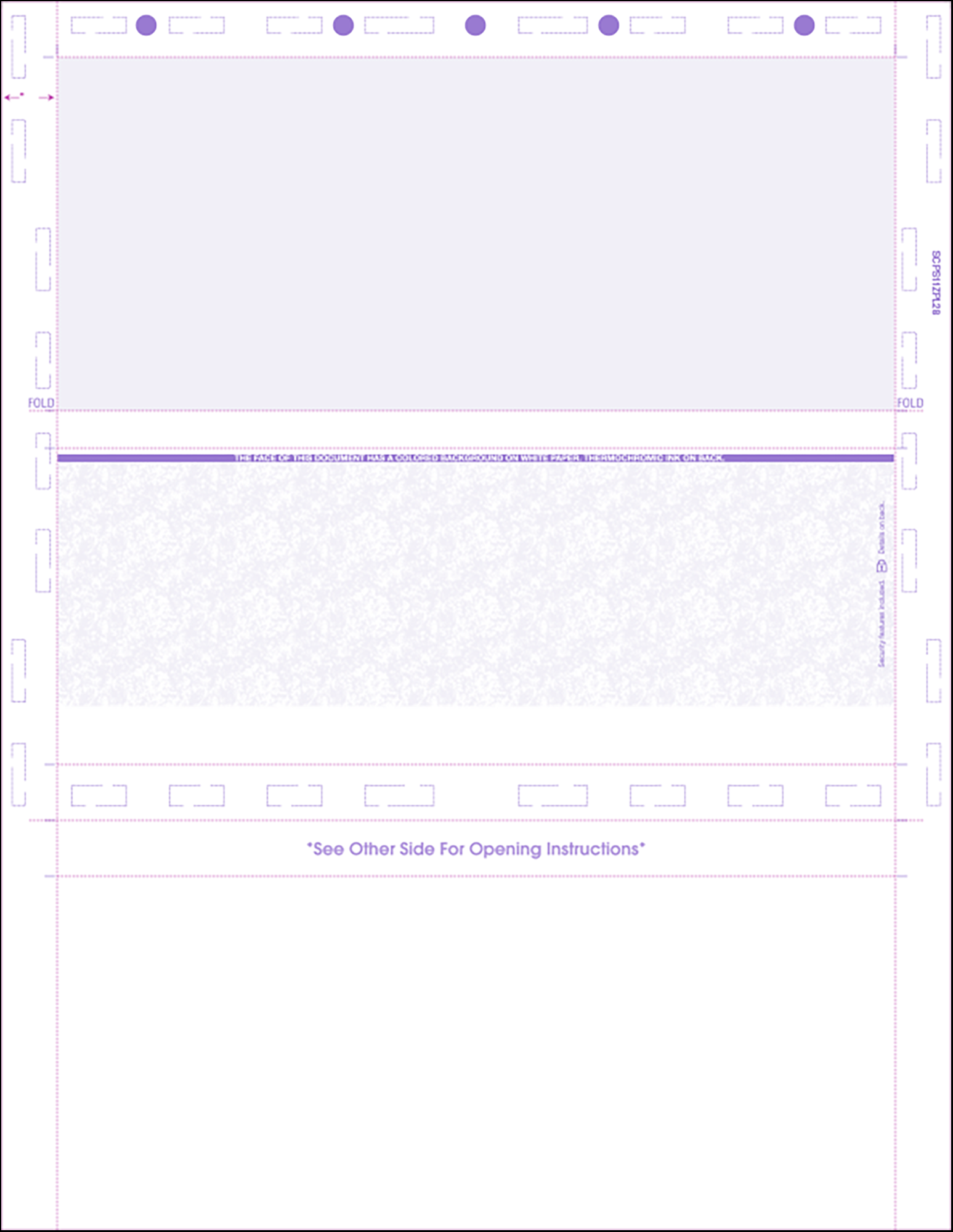 11" letter size Z fold Pressure seal check 28# Purple SCPS11ZPL28