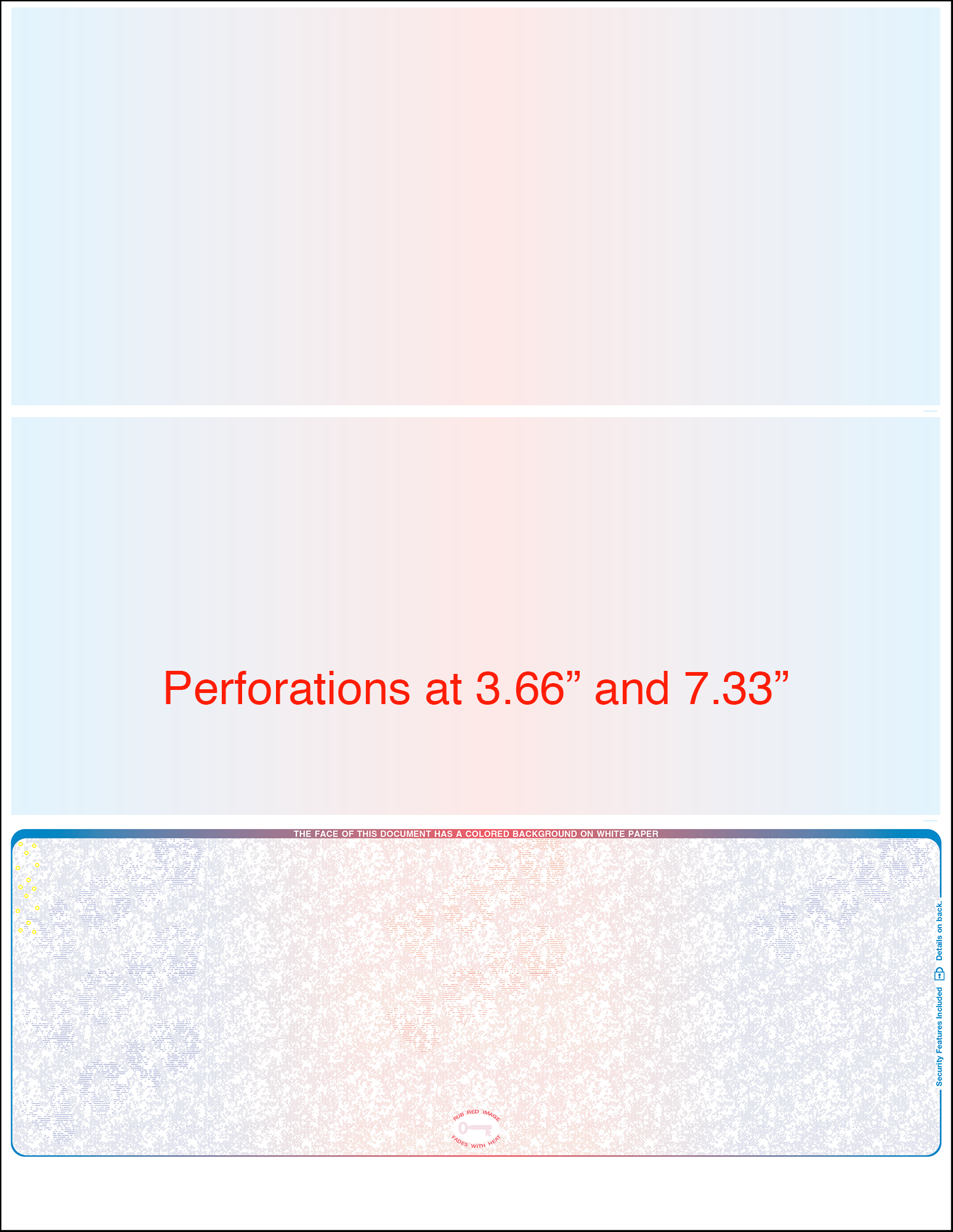 Prismatic Blue-Red-Blue equal perforation bottom position Blank laser check WLSTK9BRB