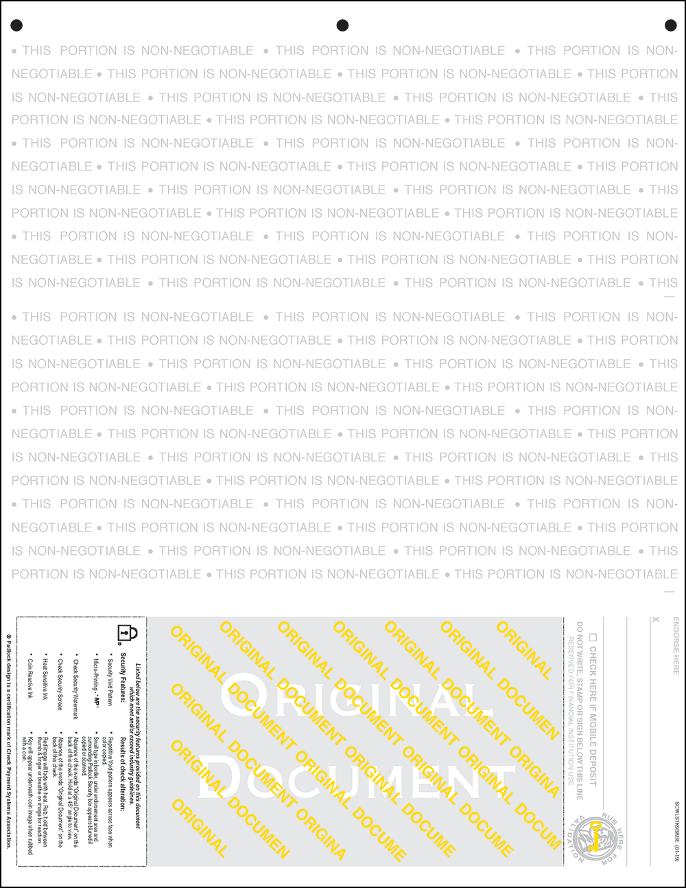 Equal Perforation Checks in Bottom Position Blue-Red Blue WLSTK9BRB