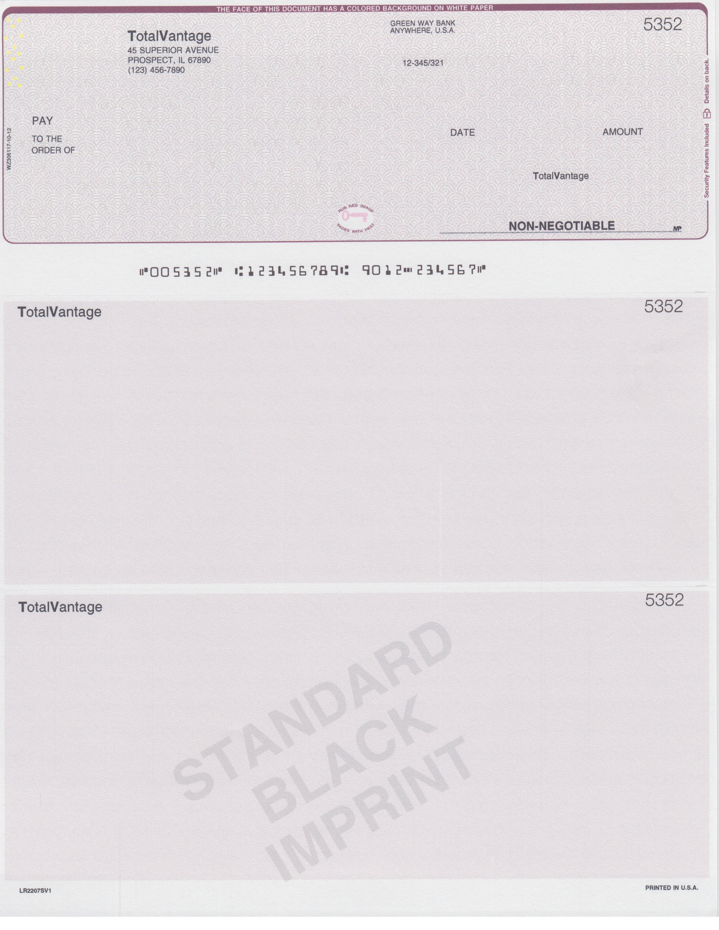sample imprinted checks 2