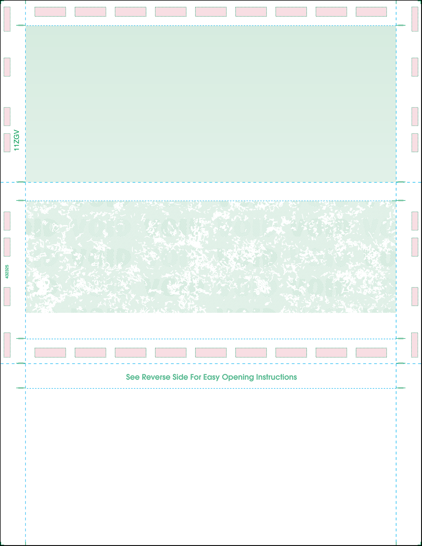 Letter 11" Z-Fold Pressure Seal Checks - Green (11ZGV)
