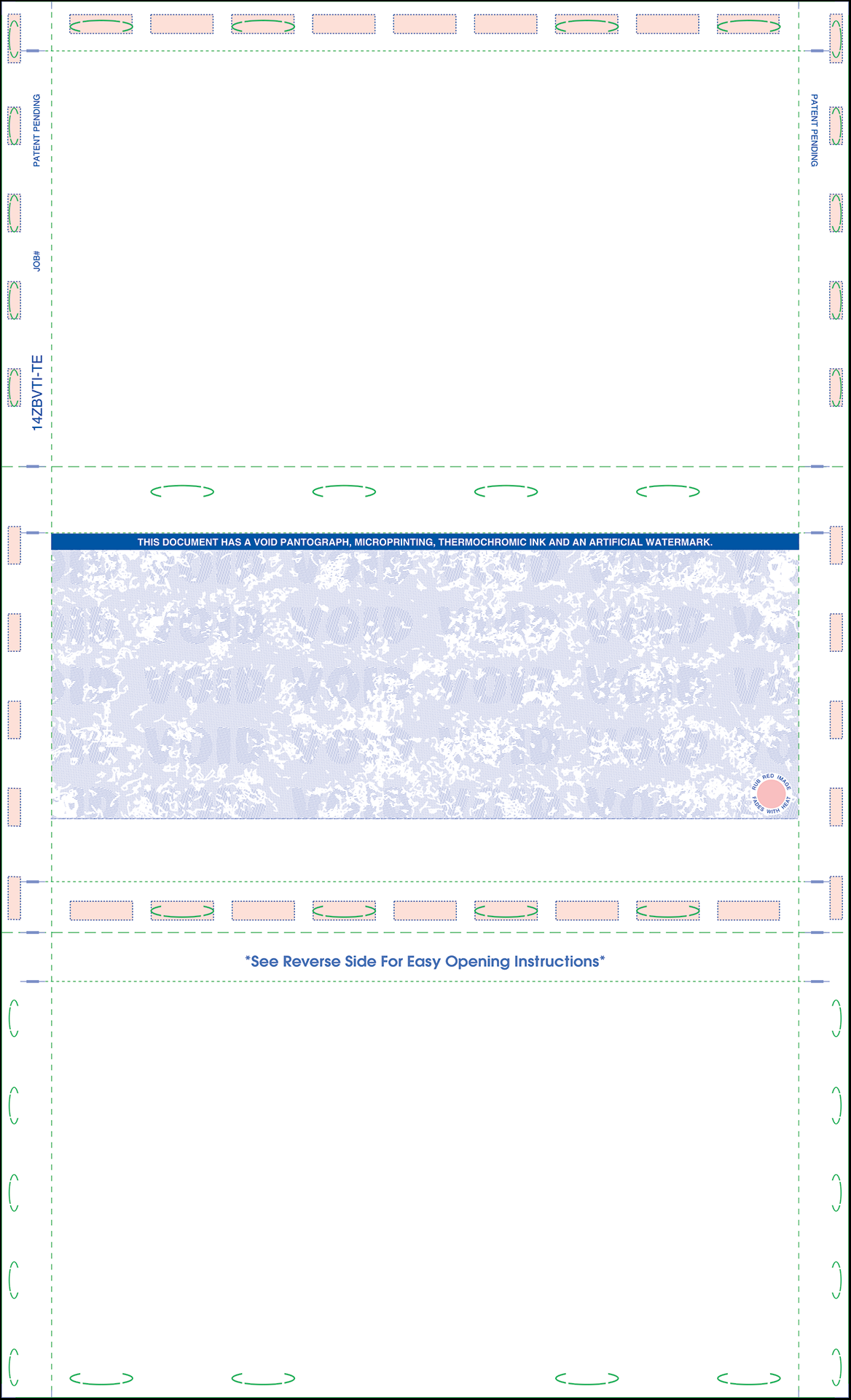 Legal 14" Z-Fold Pressure Seal Checks - Blue with Thermochromic (14ZBVTI)