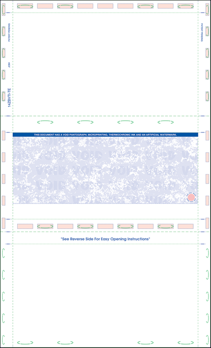 Legal 14" Z-Fold Pressure Seal Checks - Blue with Thermochromic (14ZBVTI)