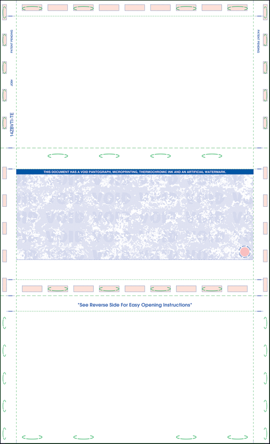 Legal 14" Z-Fold Pressure Seal Checks - Blue with Thermochromic (14ZBVTI)