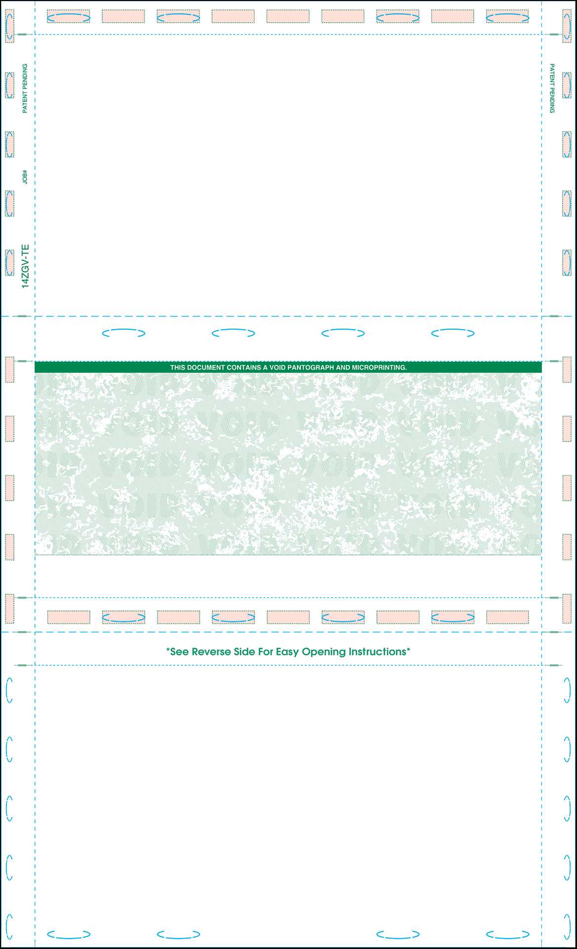 Legal 14" Z-Fold Pressure Seal Checks - Green  (14ZGV)