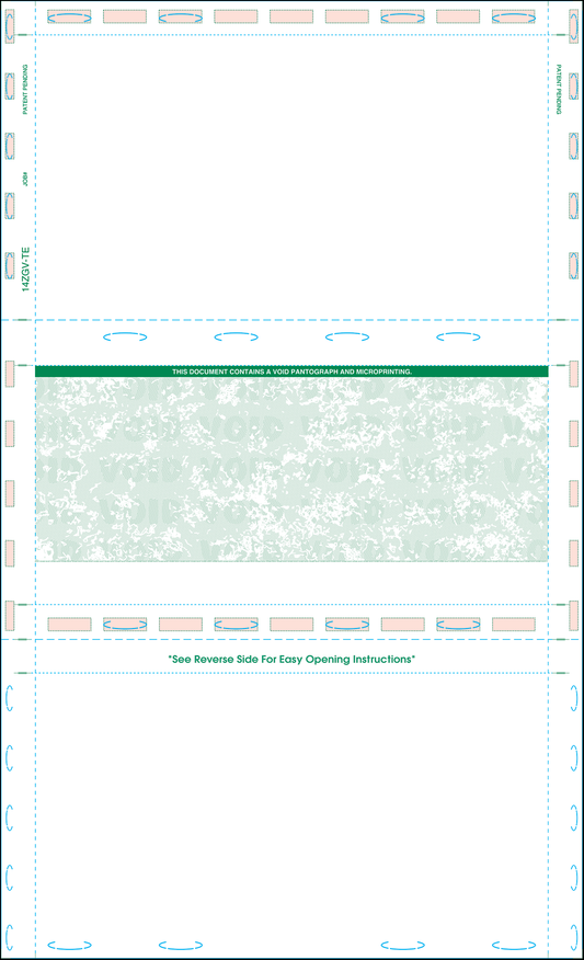 Legal 14" Z-Fold Pressure Seal Checks - Green  (14ZGV)