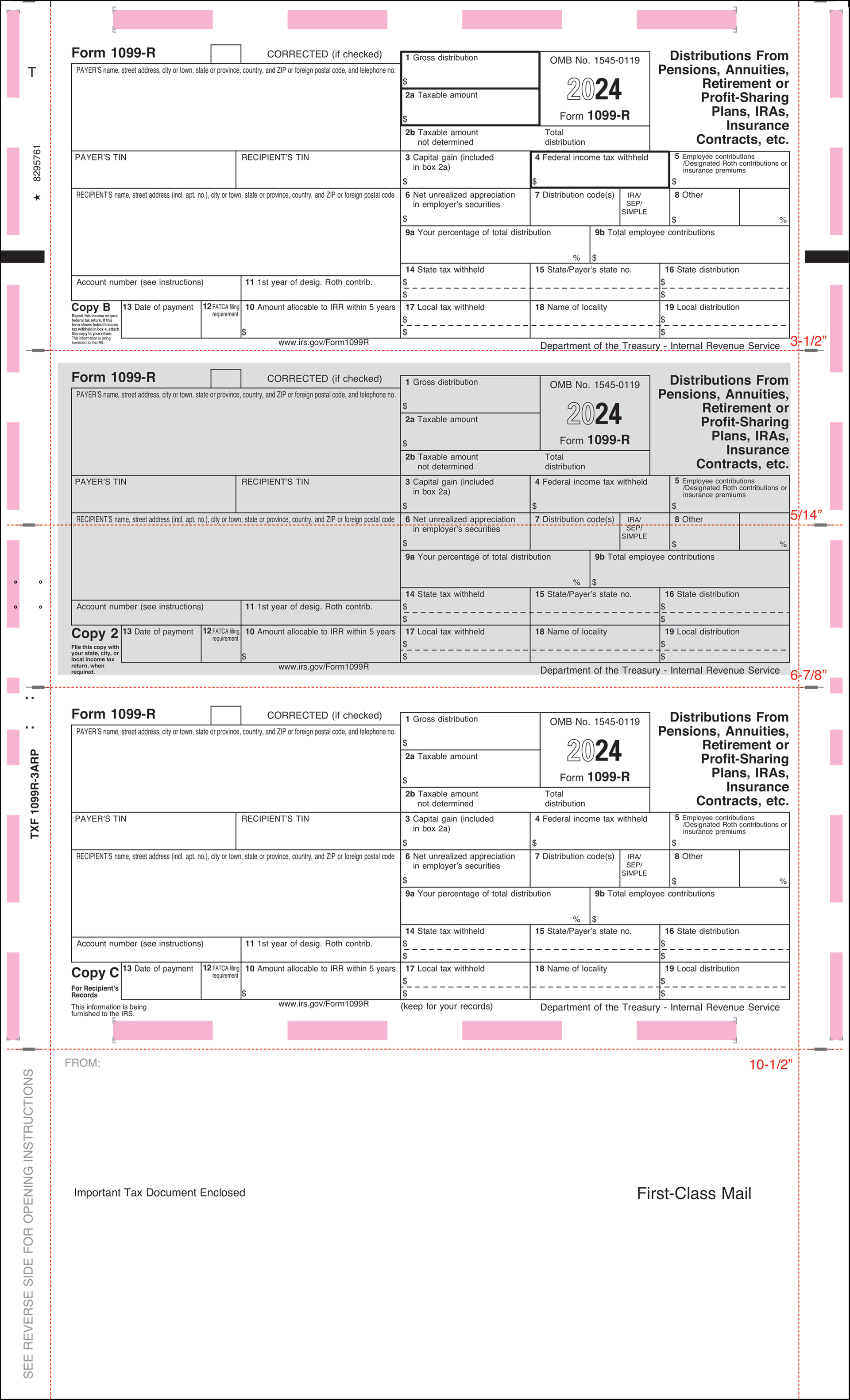 1099-R Pressure Seal Tax Forms (TXF-1099R-3ARP) – StockChecks, Inc.