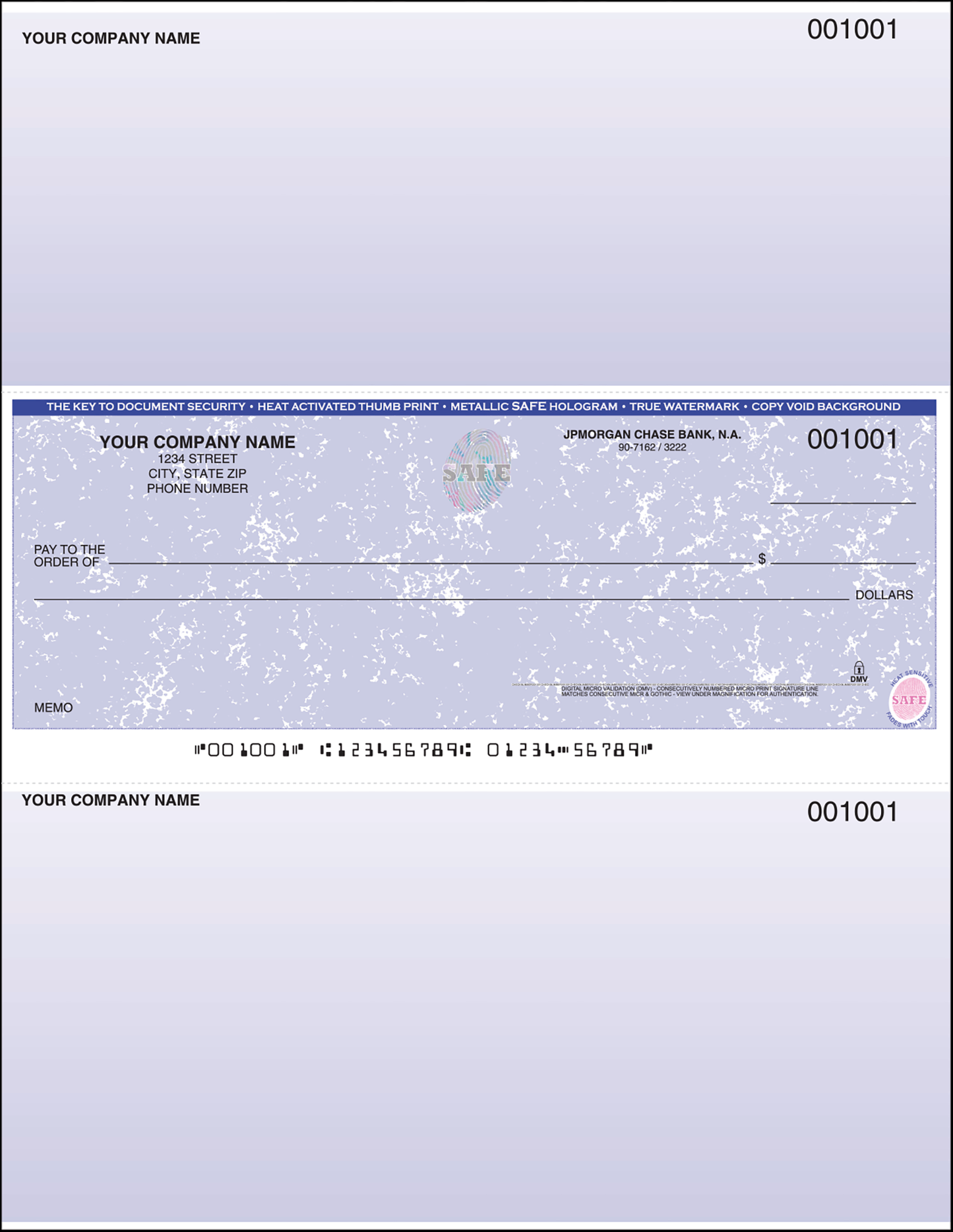 REORDER of Hologram Imprinted Laser Checks