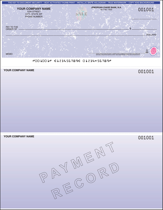 Hologram Imprinted Laser Checks