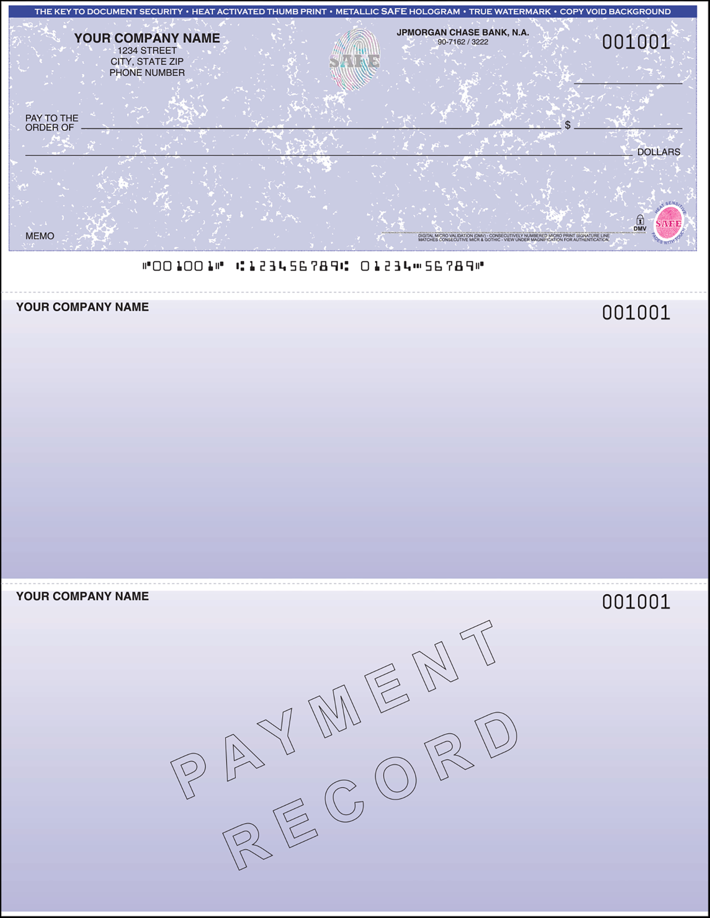 REORDER of Hologram Imprinted Laser Checks