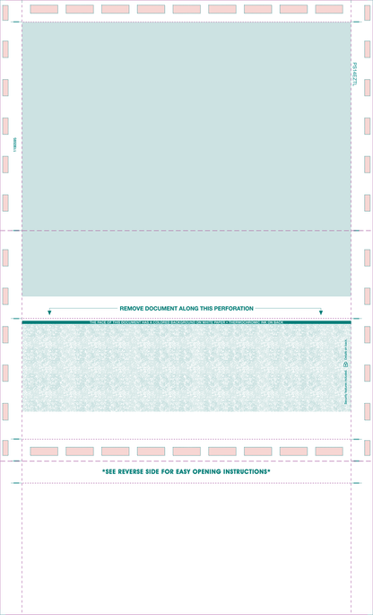 Legal 14" Eccentric Z-Fold Blank Check - Teal  (PS14EZTL)