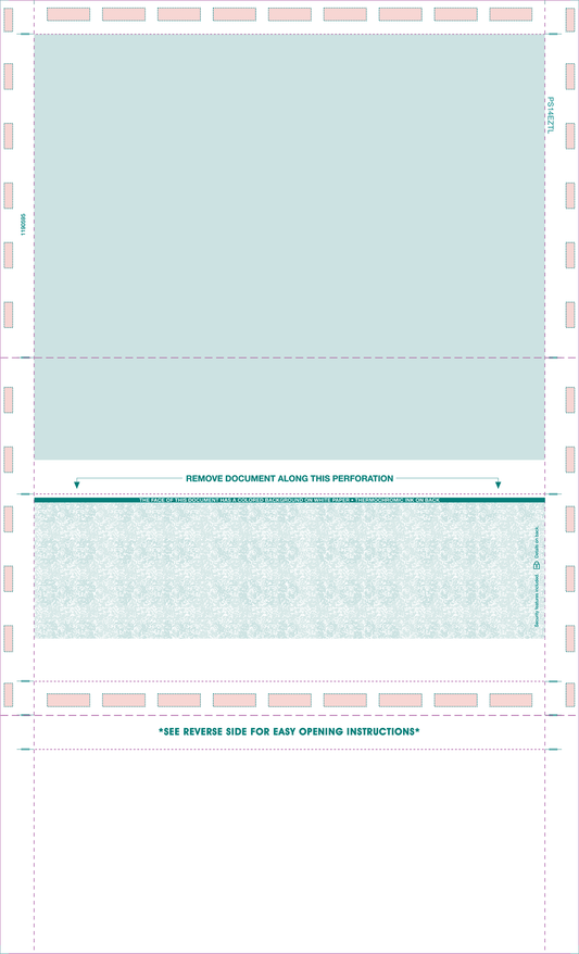 Legal 14" Eccentric Z-Fold Blank Check - Teal  (PS14EZTL)