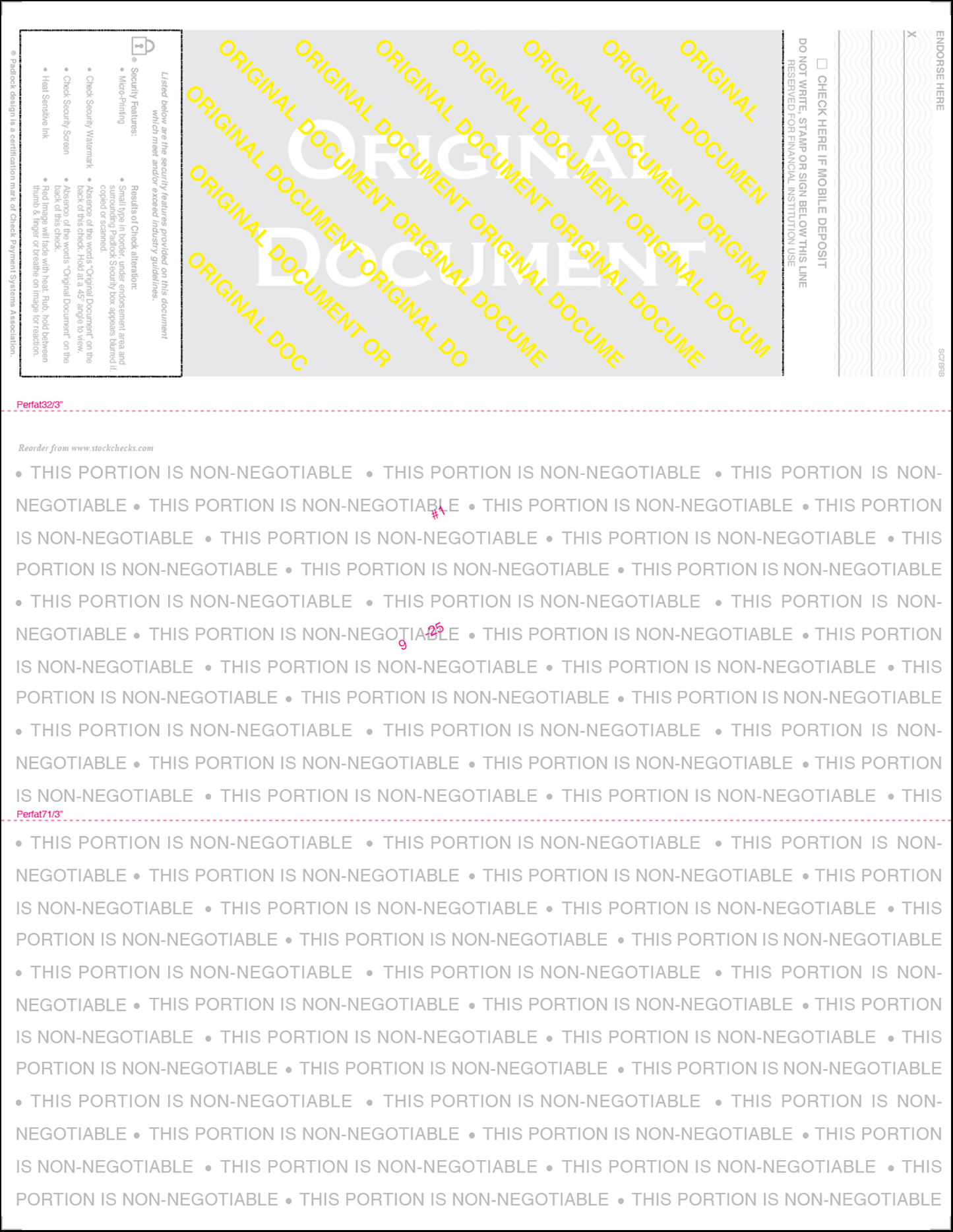 Value Equal Perforation Checks - Top Position - Prismatic (SC7BRB)