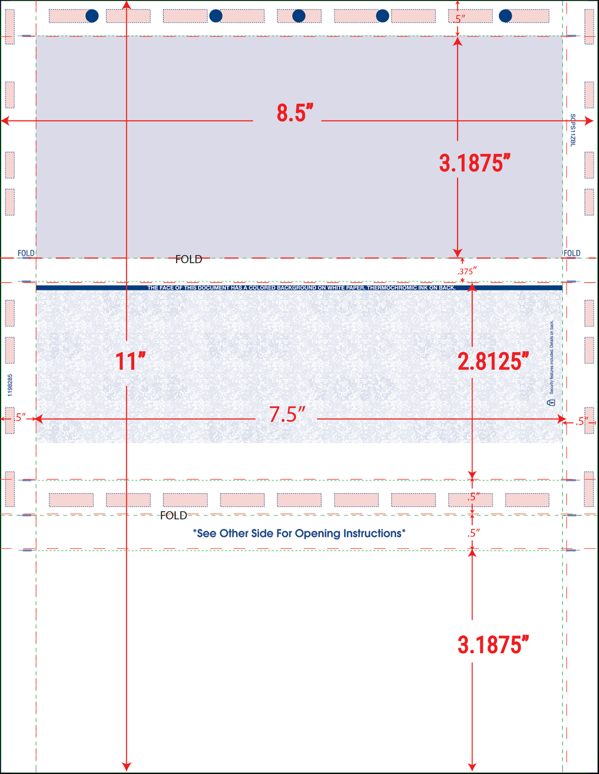 Letter 11" Z-Fold Pressure Seal Checks - Blue (SCPS11ZBL)