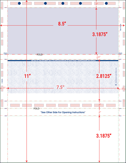 Letter 11" Z-Fold Pressure Seal Checks - Blue (SCPS11ZBL)