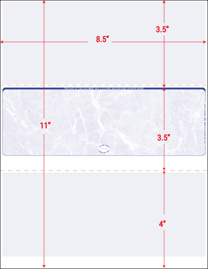 Reflex Blue Marble Blank Laser Checks, Middle: dimensions and perforation positions