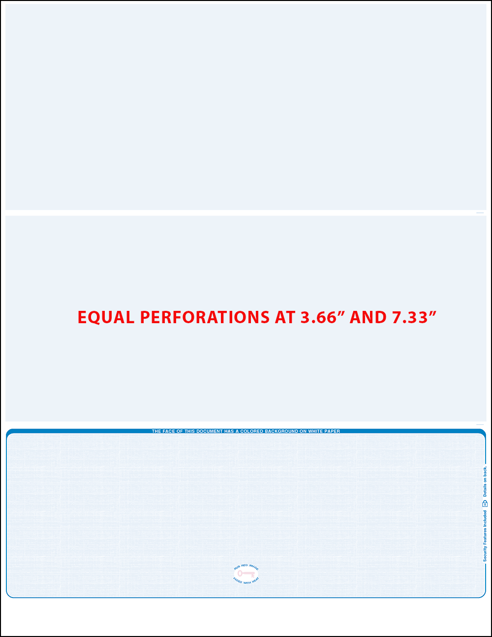 Half Check Coverage Equal Perforation Checks - Bottom Position - Blue Linen (WLSTK9LNBL ...