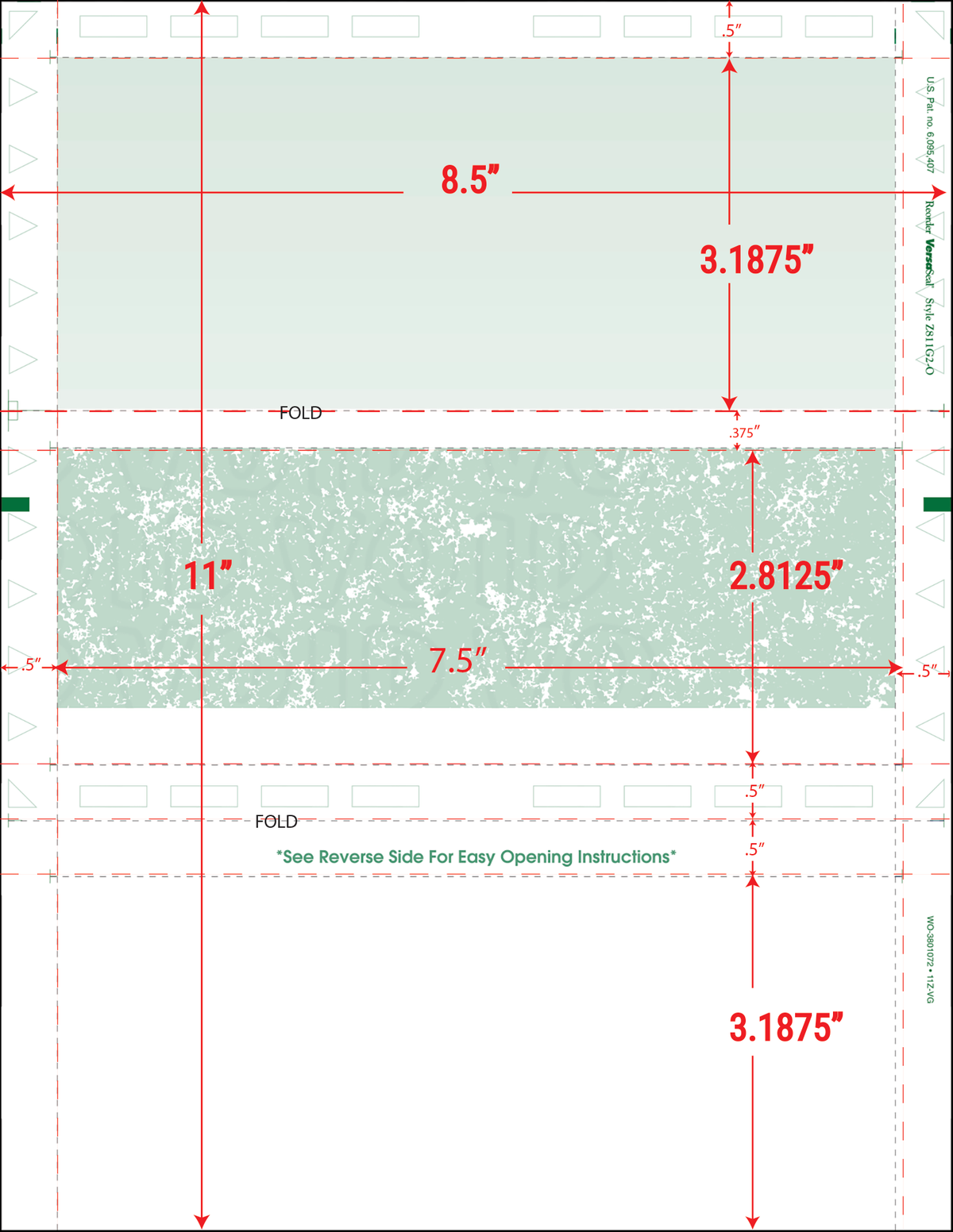 Letter 11" Z-Fold Pressure Seal Checks - Green  (Z811G2-0)