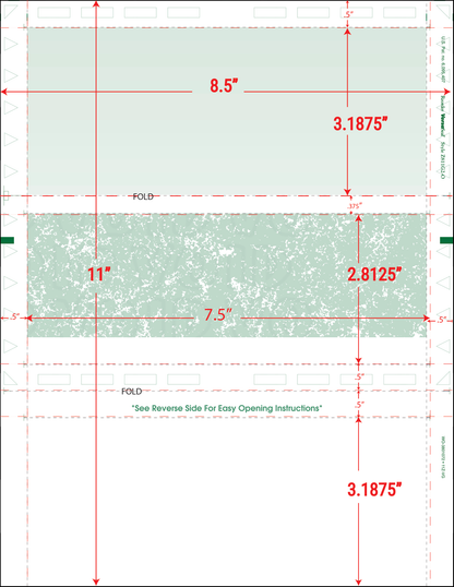 Letter 11" Z-Fold Pressure Seal Checks - Green  (Z811G2-0)