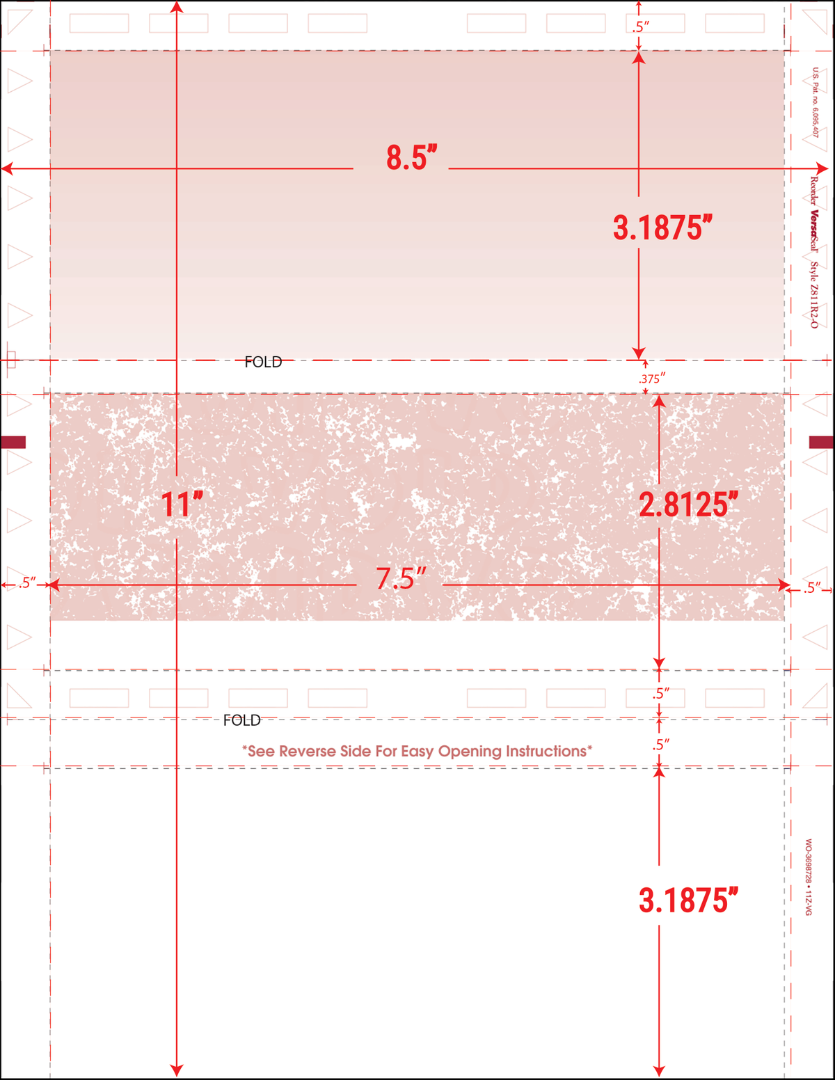 Letter 11" Z-Fold Pressure Seal Checks - RED  (Z811R2-0)