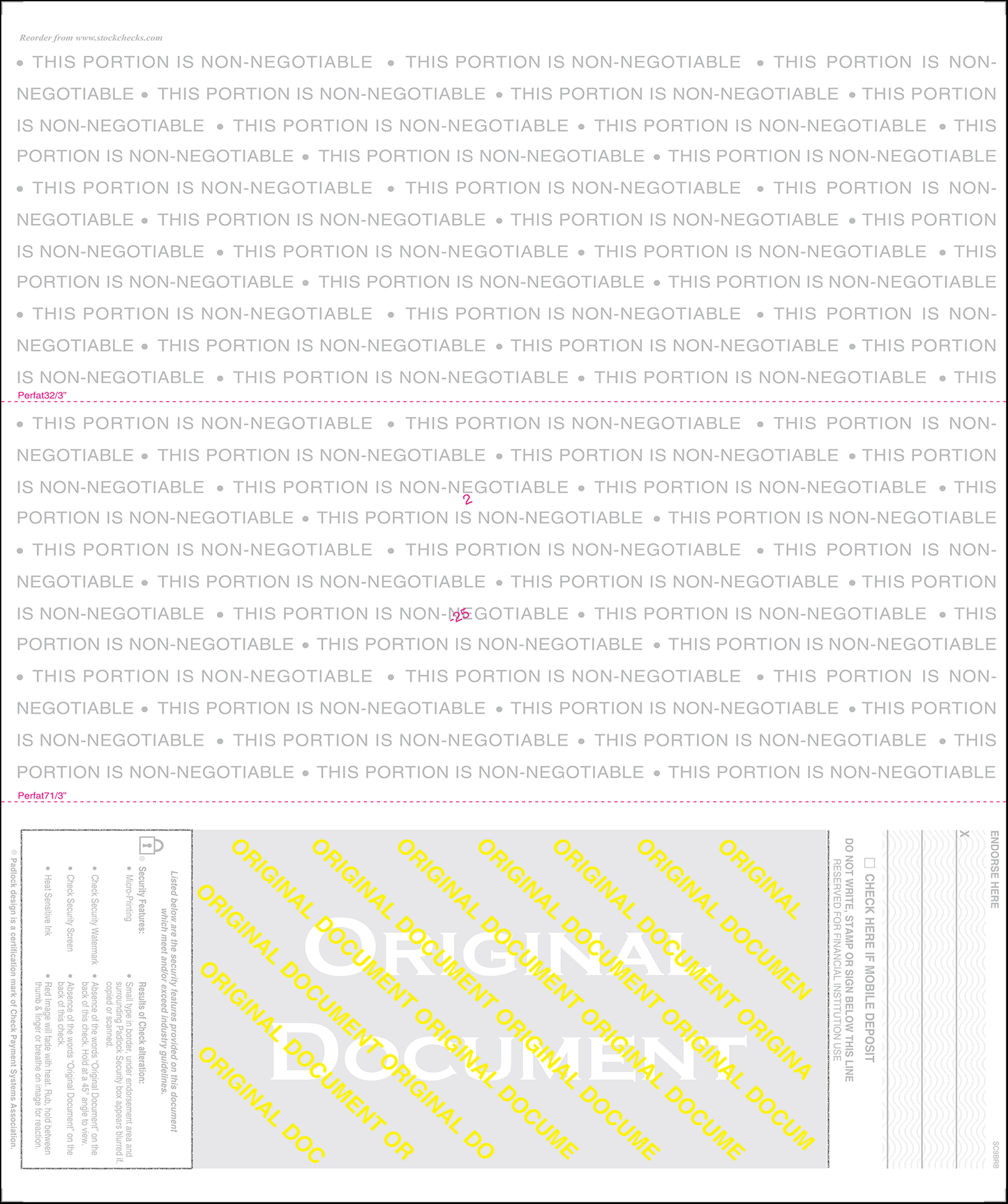 Equal Perforation Checks - Bottom Position - Prismatic (SC9BRB)