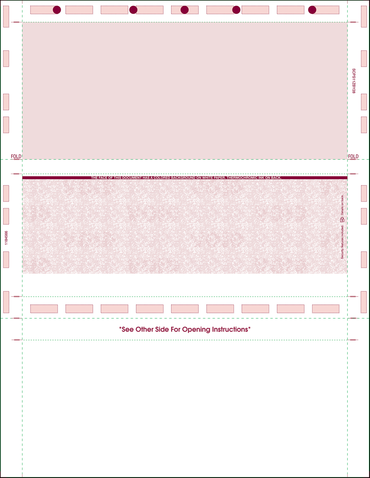 Letter 11" Z-Fold Pressure Seal Checks - Burgundy (SCPS11ZBY28)